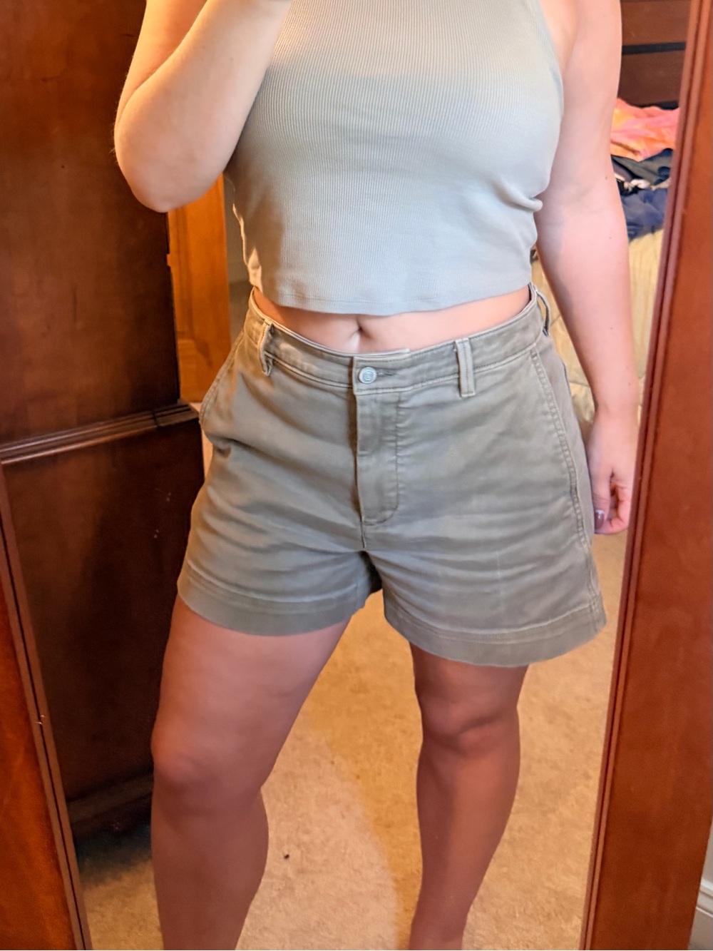 Banana Republic Olive Green High-Rise Bermuda Shorts